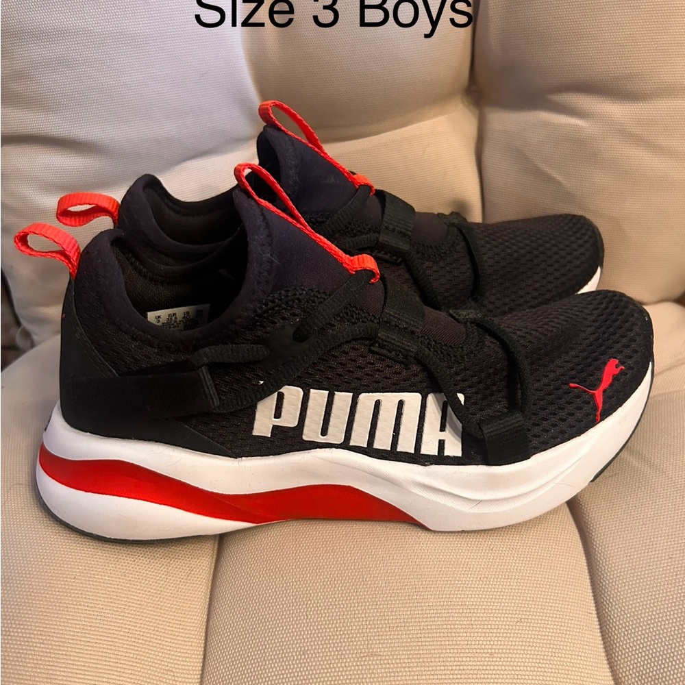 Puma Kids Black and Red Athletic Sneakers
